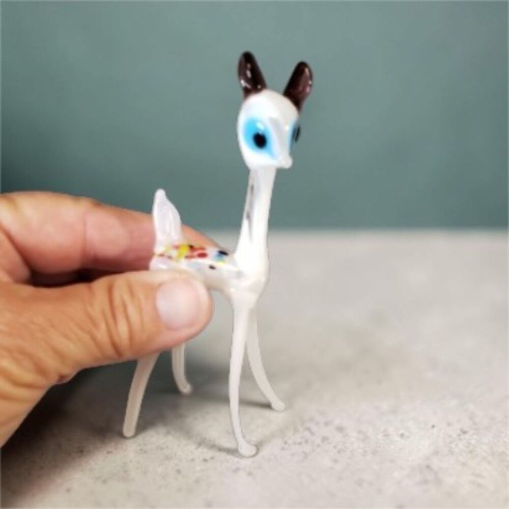 Vintage Murano Style Lampwork Miniature Glass Baby Deer Bambi Figurine 4"